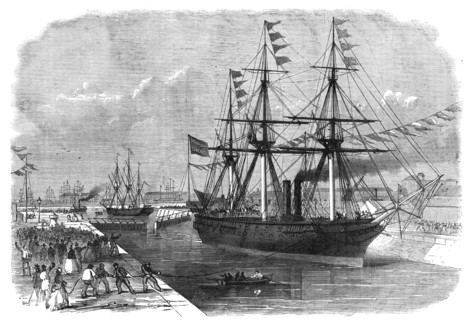 Opening of the new docks at Millwall, on Saturday last, 1868. Creator: Unknown.