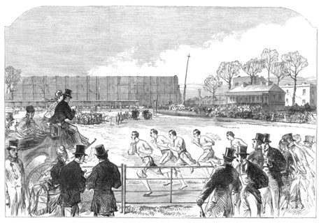 Oxford and Cambridge athletic sports at West Brompton: the one-mile race, 1869. Creator: Unknown.