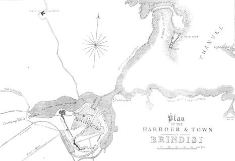 Plan of the harbour and town of Brindisi, 1869. Creator: Unknown.