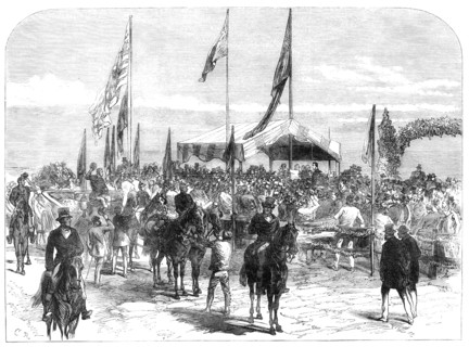 Prince Alfred in Australia: His Royal Highness receiving address of the Glenelg Corporation, 1868. Creator: C. R..