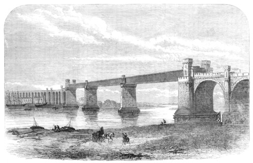 Railway bridge and viaduct at Runcorn, 1869. Creator: Unknown.