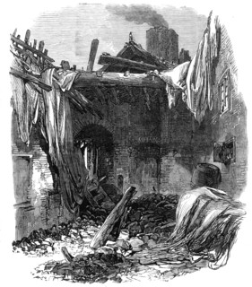 Ruins of buildings at Old Ford, Bow, destroyed by the late gale, 1868. Creator: Unknown.