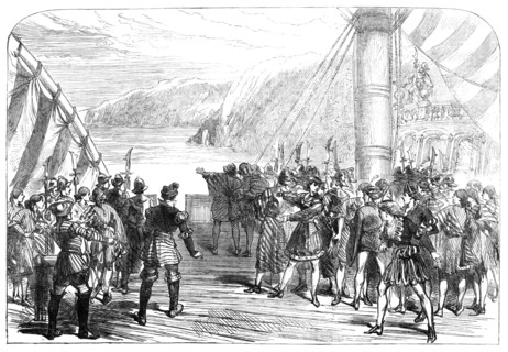Scene from the new burlesque of "Columbus", at the Gaiety Theatre, 1869.  Creator: Unknown.