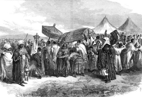 The Abyssinian Expedition: funeral of the widow of King Theodore at Aikhullet, 1868. Creator: Unknown.