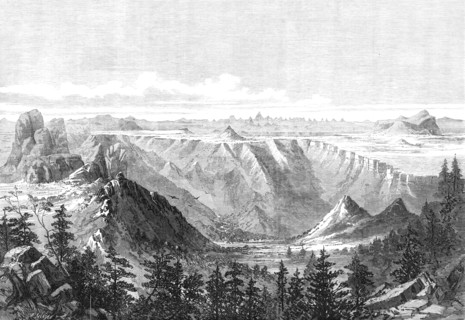 The Abyssinian Expedition: view of the plateau at Senafe, looking towards the Adowa Peaks, 1868. Creator: Mason Jackson.