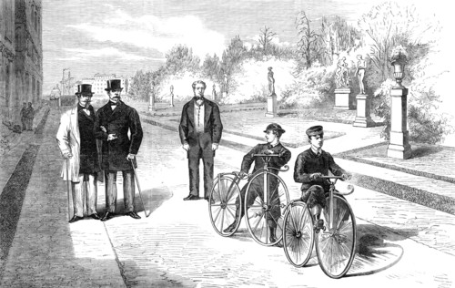 The Emperor and the Prince Imperial in the Reserved Garden of the Tuileries, 1869. Creator: Unknown.