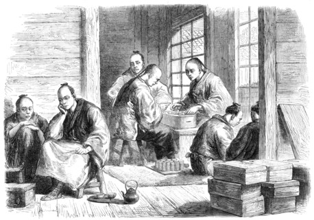 The Envoys of the Japanese Prince of Nagato paying the indemnity for the Affair of Simonosaki, 1865. Creator: Unknown.
