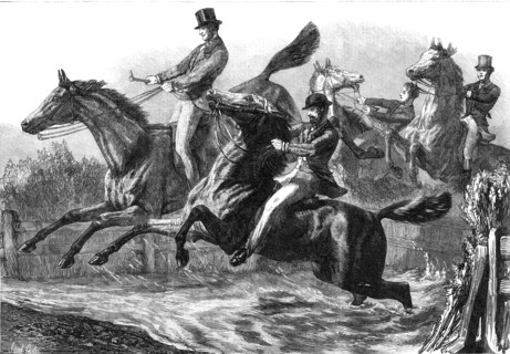 The Horse Show at the Agricultural Hall: the fence and water jumping, 1869. Creator: Unknown.
