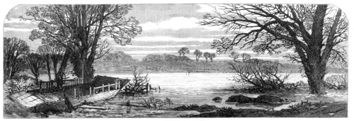 The Hunting Disaster in Yorkshire: the ferry-boat on the Ure, 1869. Creator: Unknown.