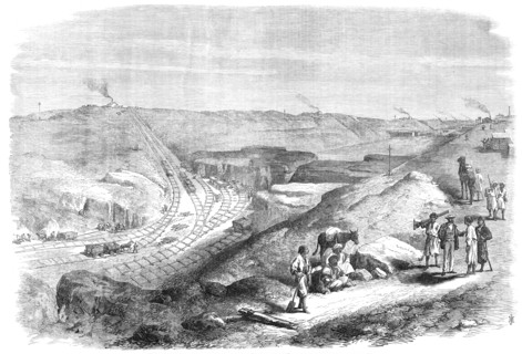 The Isthmus of Suez Maritime Canal: the cutting near Chalouf, 1869. Creator: Unknown.