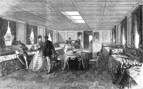 The Prince and Princess of Wales in Egypt: saloon of the Dahabieh, or Nile boat, 1869. Creator: Unknown.
