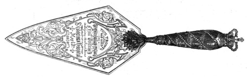 Trowel used by the Queen in laying the first stone of the new St. Thomas's Hospital, 1868. Creator: Unknown.