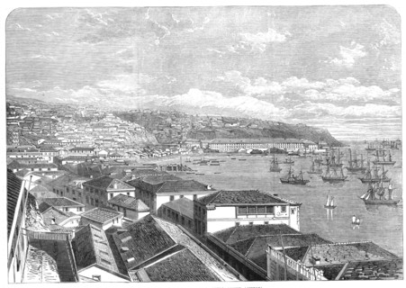 War between Spain and Chili: the port of Valparaiso, Chili, South America, 1865. Creator: Unknown.