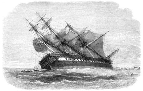 Wreck of the Duncan Dunbar, Australian passenger ship, on the coast of Brazil, 1865. Creator: Smyth.