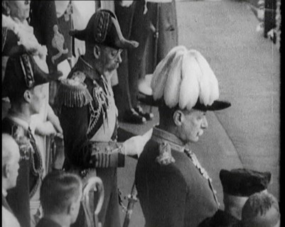 King George V of the United Kingdom Reading a Speech to a Crowd. He Is Accompanied by..., 1924. Creator: British Pathe Ltd.