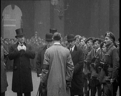 British Prime Minister David Lloyd George Inspecting Members of the Royal Irish Constabulary, 1920. Creator: British Pathe Ltd.