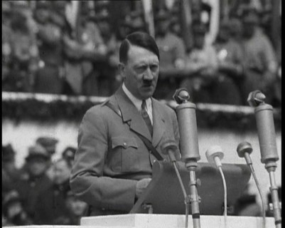 Adolf Hitler Giving a Speech, 1930s. Creator: British Pathe Ltd.