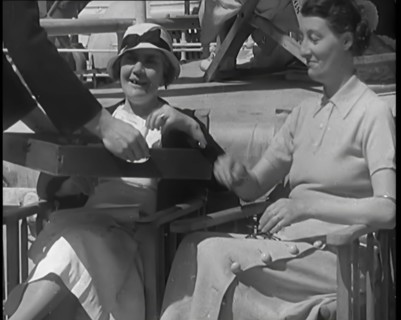 Two Female Civilians on the Deck of a Cruise Liner at Sea, 1931. Creator: British Pathe Ltd.