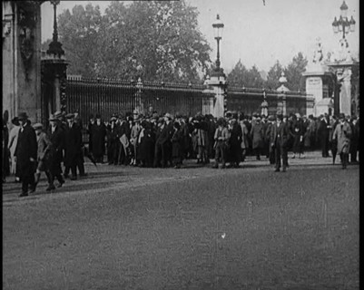 A Crowd of People Standing Outside Buckingham Palace as a New Government is Formed, 1924. Creator: British Pathe Ltd.