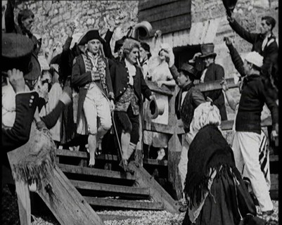 Scene from the Feature Film 'Nelson': Crowds of Actors in Period Costume Lining the..., 1920s. Creator: British Pathe Ltd.