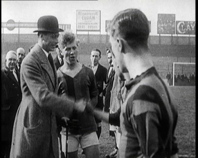 Prince Albert, Duke of York, Shaking Hands With Football Team at West Ham Before a Match, 1922.  Creator: British Pathe Ltd.