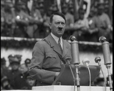 Adolf Hitler Giving a Speech, 1930s. Creator: British Pathe Ltd.