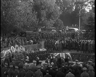 RAF Officers and Male Civilians Taking Part in a Funeral Parade for the Dead Crew of the..., 1930. Creator: British Pathe Ltd.