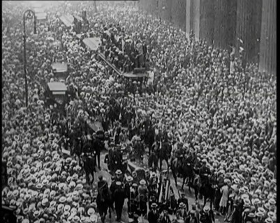 A Large Crowd Watching a Ticker Tape Parade in New York City, 1926. Creator: British Pathe Ltd.