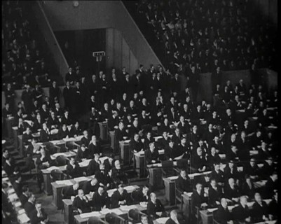 League of Nations Delegate Listening to a Speech, 1930s. Creator: British Pathe Ltd.