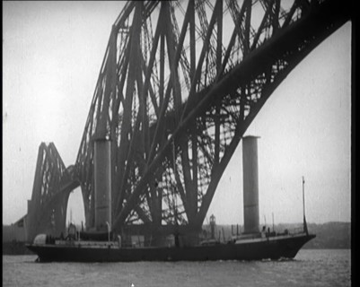 German Boat Passing Under the Forth Bridge in the United Kingdom, 1921. Creator: British Pathe Ltd.