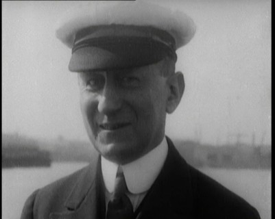 Italian Senator Guglielmo Marconi Standing on the Stern of a Ship, 1920. Creator: British Pathe Ltd.