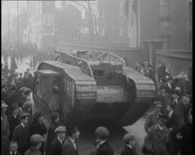 A Tank Breaking up Crowds of Demonstrators in Dublin, 1920. Creator: British Pathe Ltd.