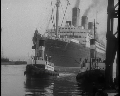 A Large Ship Coming in to Dock, 1930s. Creator: British Pathe Ltd.