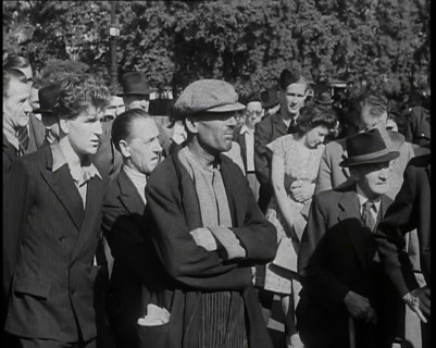 A Variety of Men and Women Listening to a Speaker at Speaker's Corner, Hyde Park, 1938. Creator: British Pathe Ltd.