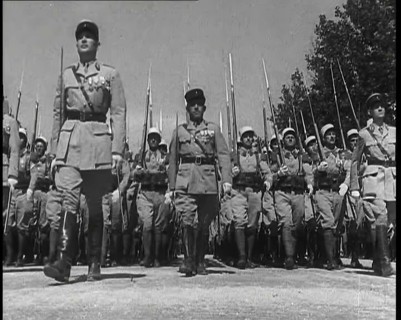 Lines of Male French Foreign Legion Soldiers Marching Towards the Camera During the Bastille...,1939 Creator: British Pathe Ltd.