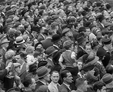 A Crowd watching a Military Band in Trafalgar Square, 1940.  Creator: British Pathe Ltd.