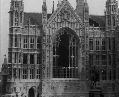 The Palace of Westminster and the Statue of Richard the Lionheart, Damaged by German Bombing, 1941. Creator: British Pathe Ltd.