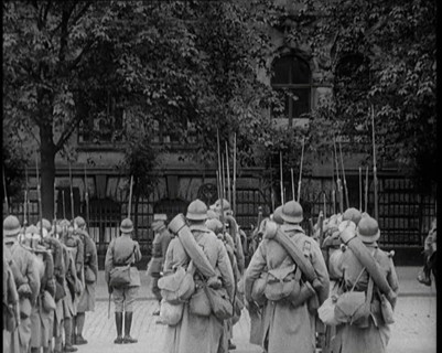 French Soldiers Marching Down the Street in the Ruhr, 1924. Creator: British Pathe Ltd.