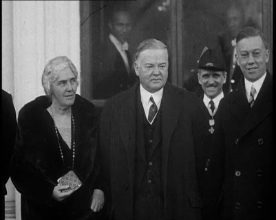 President Herbert Hoover and Lou Henry Hoover Leaving a Building, 1932. Creator: British Pathe Ltd.