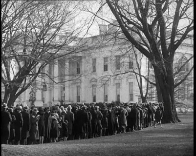 Queues of people outside the White House, Washington, D.C., 1932. Creator: British Pathe Ltd.