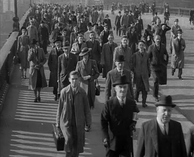 Civilians Crossing a Bridge in London, 1940. Creator: British Pathe Ltd.