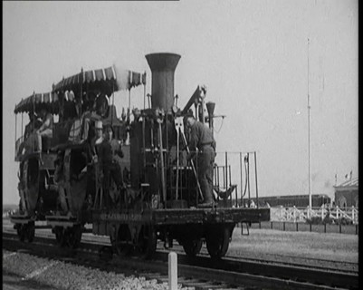 Civilians Wearing Period Costumes Travelling On an Old Locomotive, 1920s. Creator: British Pathe Ltd.