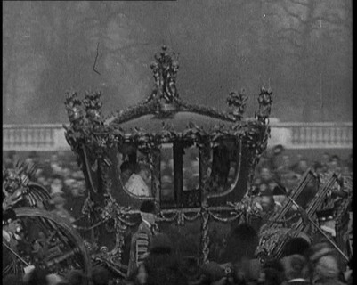 King George V and Queen Mary of the United Kingdom in a Carriage On Their Way To the State..., 1924. Creator: British Pathe Ltd.