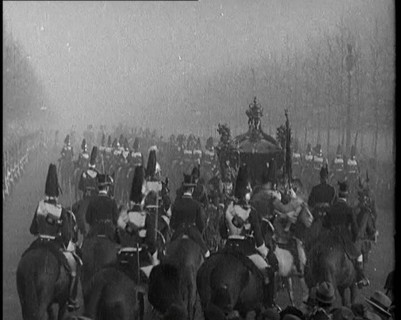 King George V and Queen Mary of the United Kingdom in a Carriage On Their Way To the State..., 1924. Creator: British Pathe Ltd.