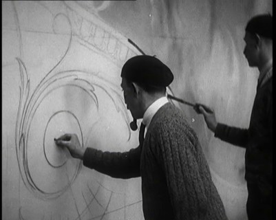 Male Civilians Painting a Theatre Set, 1920s. Creator: British Pathe Ltd.