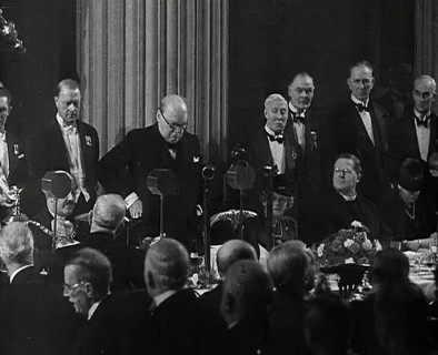 Winston Churchill Giving a Speech, 1942. Creator: British Pathe Ltd.