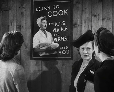 An Information Film Showing Women Looking at a Recruitment Poster for Female Army Cooks, 1942. Creator: British Pathe Ltd.