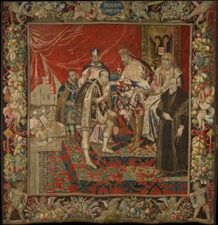 The abdication of Emperor Charles V in favor of his son Philip II..., 17th century. Creator: Anonymous master ().