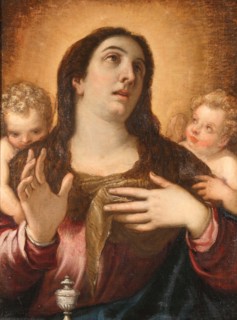 Saint Mary Magdalene in Ecstasy with Two Angels, c1570. Creator: Mazza; Damiano (1550-1576).