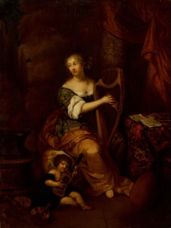 Madame de Montespan playing the Harp, . Creator: Netscher; Caspar; (after) (1639-1684).